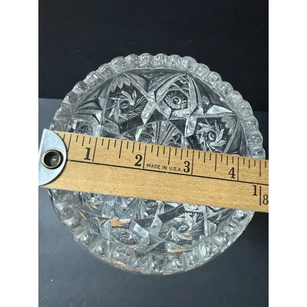 Vintsge EAPG Imperial Cut Glass Boquet Vase Hobstar Thunderbolt MCM Scalloped